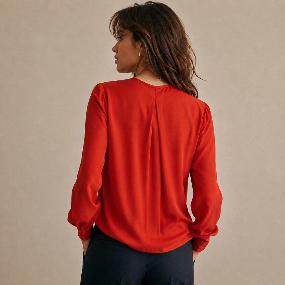 Rag & Bone Lora 100% Silk Surplice Wrap Blouse Battle Red Sz XS